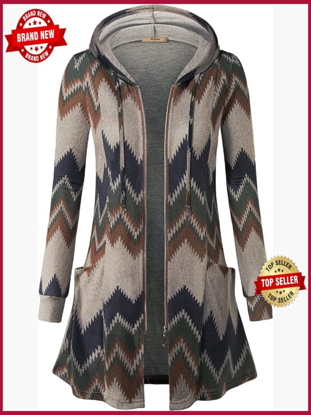 Zip Up Long Hoodie Jacket Lightweight Tunic Sweatshirt Open Front Cardigan
